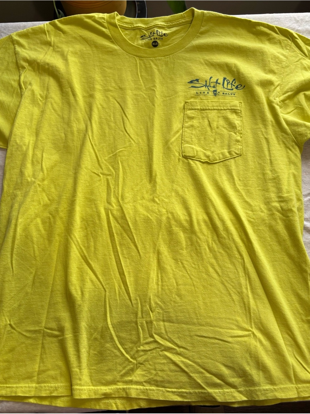 Salt Life Neon Yellow Graphic Pocket T-Shirt – Size XL